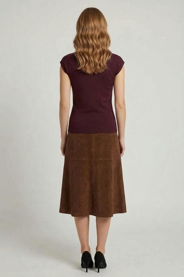 Burgundy | Short Sleeve Slim Fit Jumper Top
