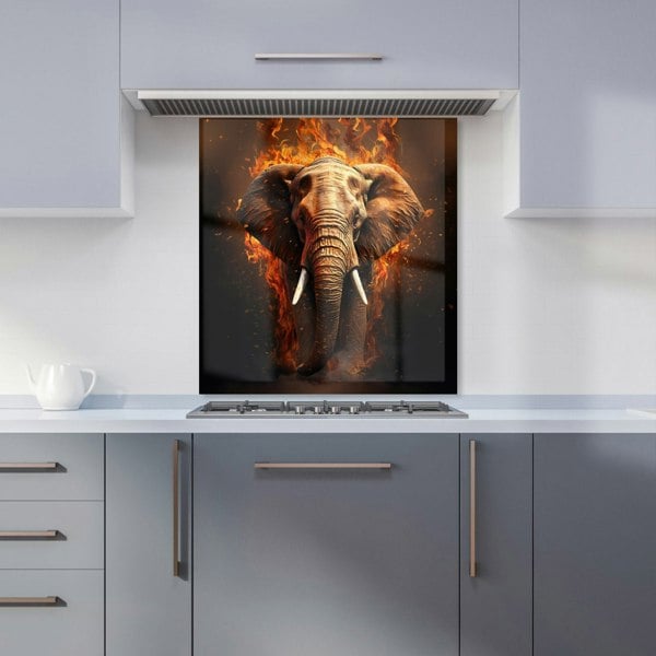 Warren Reed - Designer Splashart Elephant and fire Kitchen Splashback