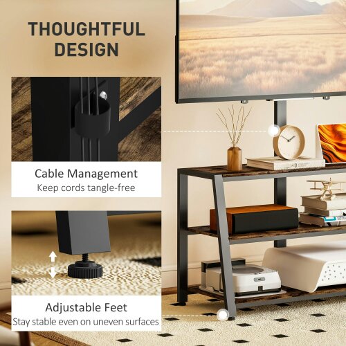 Wyld Haus Avaden Dark Brown Industrial TV Stand With 35 Degree Swivel Mount