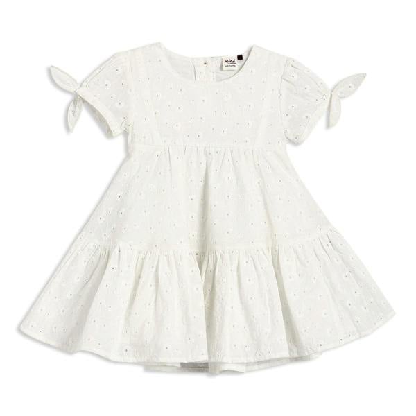 Mini Cuddles Baby Girls Broderie Anglaise Dress, White