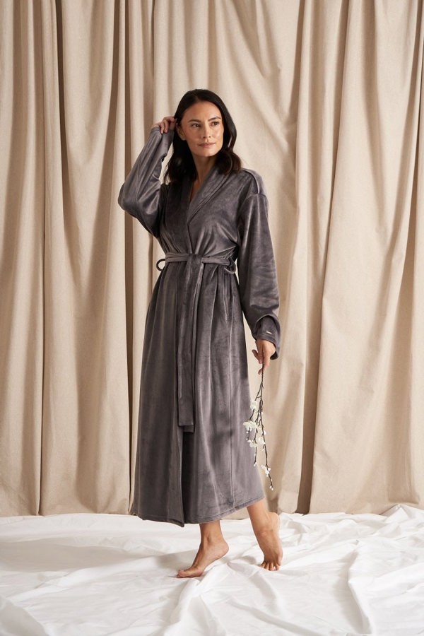 Velour Longline Robe in RavenLoungewear