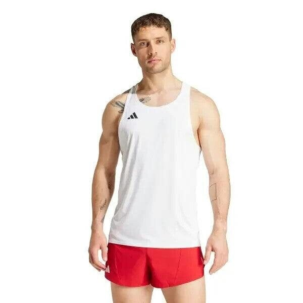Adidas Adizero Essentials Mens Running Singlet Vest White IX2853