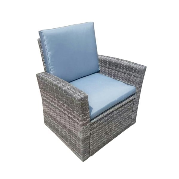 Furniture One 4 Piece Rattan Garden Furniture Set, Patio Wicker Dining Table Sets with Tempered Glass Top Table