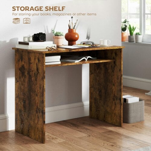 Wyld Haus Nonoel 90cm Wooden Wood Effect Box Style Work Desk With Shelving