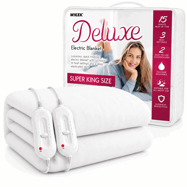 MYLEK Electric Blanket Super King Size Fully Heated Mattress Cover Underblanket with Elasticated Skirt