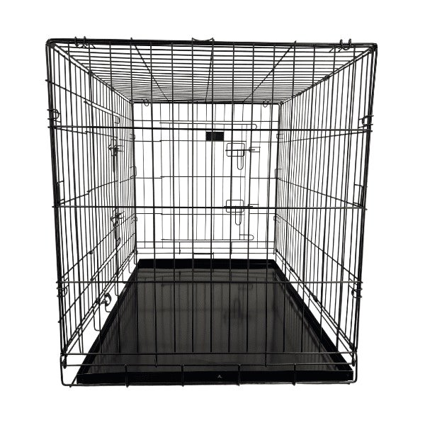 HugglePets Black Dog Cage with Metal Tray