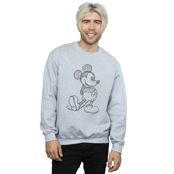 Disney Mens Mickey Mouse Sketch Kick Sweatshirt - Sports Grey