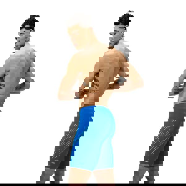 Speedo Hyperboom Placement swim jammer in blue with white stripes