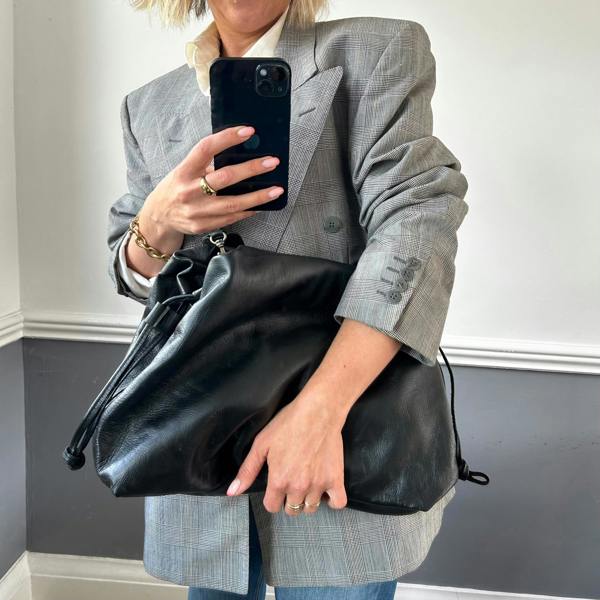Oversized Drawstring Slouch Tote