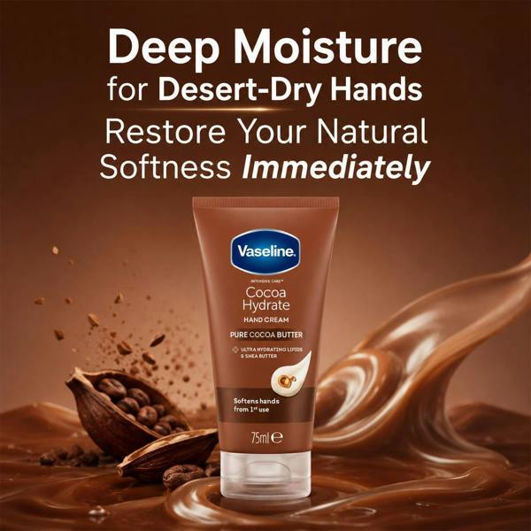 Vaseline Hand Cream Intensive Care Pure Cocoa Butter Cocoa Hydrate 75ml, 4 Pack