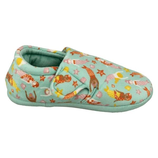 Clarks Childrens Clarks Print Detailed Slippers - Fluffy Snug T