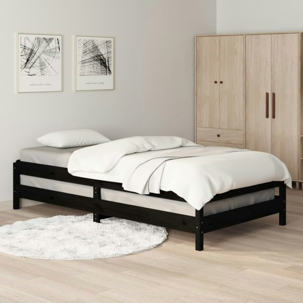 Berkfield Stack Bed Black 75x190 cm Solid Wood Pine