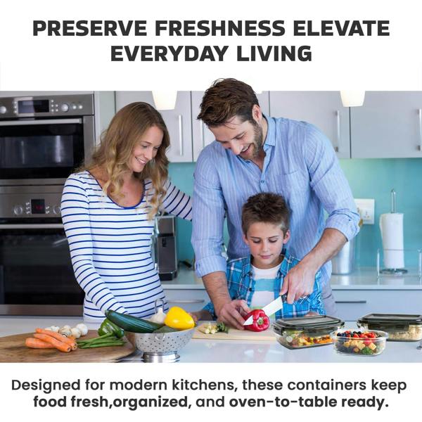 MANTRARAJ 1100ml Meal Prep Glass Containers with Lids Airtight Microwave & Dishwasher Safe Takeaway Containers