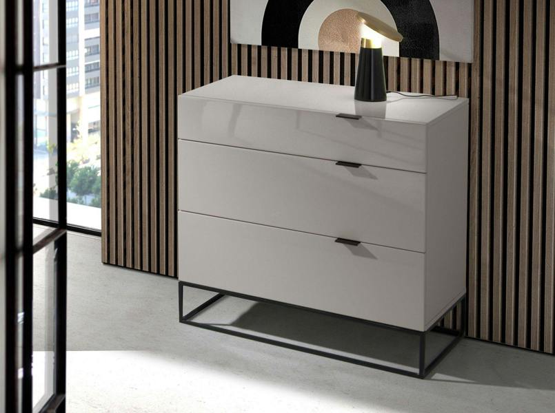 Angel Cerdá Chest of Drawers Grey Wood and Black Steel 7020