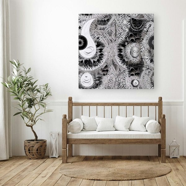 Warren Reed Abstract Moon and Sun Canvas