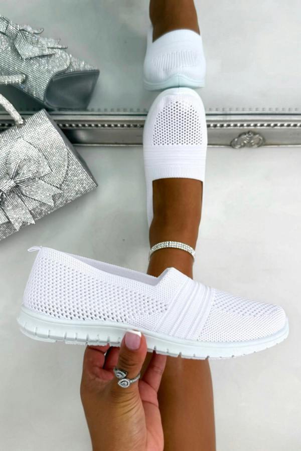 Love Lemonade Comfort Airflow Knit Slip-On Trainers White