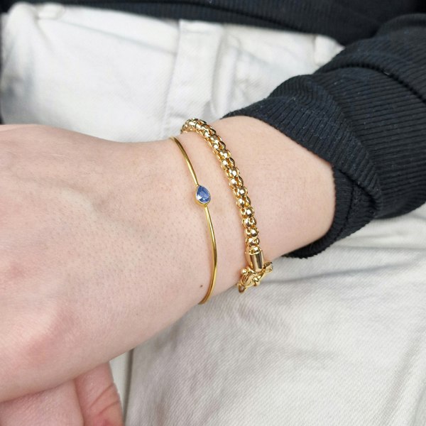 Blue Topaz December Birthstone Gold Plated Bangle