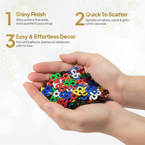 65th Birthday Metallic Confetti Decoration, Multicolour Foil Party Pack Range image 4