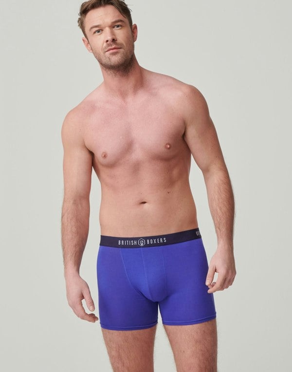 Three-pack British Boxers Men's Stretch Trunks – Flame Blues - British Boxers