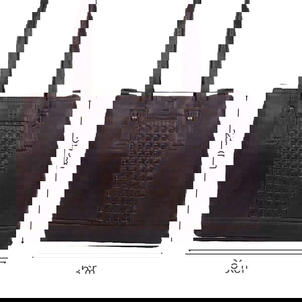 Mala Leather Oxford Double Pocket Brown Leather Shoulder Bag