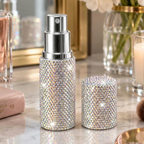Love EMVY Sparkly Crystal-Effect Refillable Perfume Atomiser Travel Spray 10ml