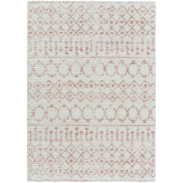 Livabliss Aliyah Shaggy ALH2301 Global Pink Ivory Plush Soft Pile Rug