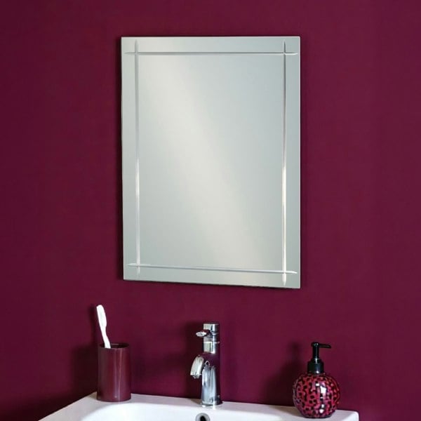 Showerdrape Marylebone Rectangular Wall Mounted Frameless Diamond Cut Bevelled Edge Bathroom Mirror 60 x 45cm