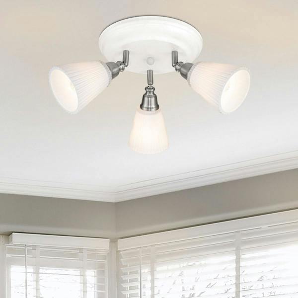 COSYLYTE Leverton 3 Light Ribbed Glass Spotlight - White