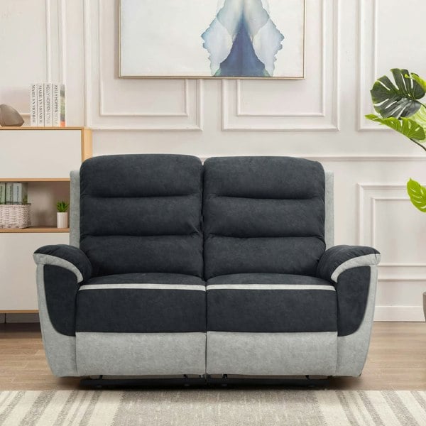 Comfy Living Two Tone Contrast Fabric Recliner Set Chair 2 Seater Sofa 3 Seater Sofa Grey