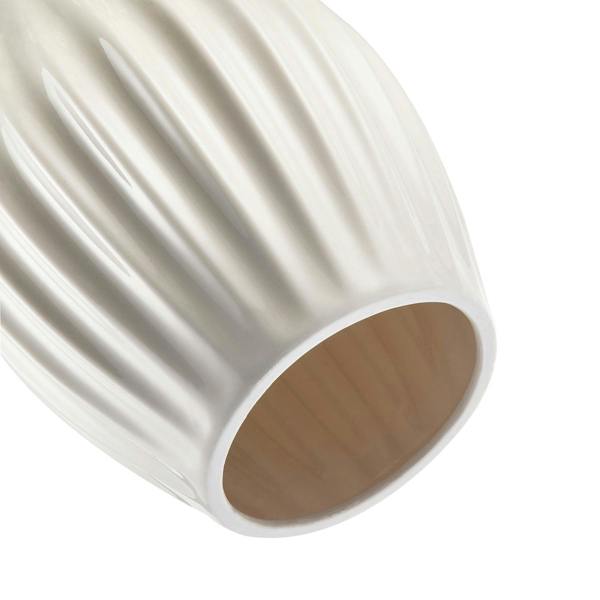 Curvy White Gloss Ceramic Pendant Lamp Shade with Line Rippled Body Image 5