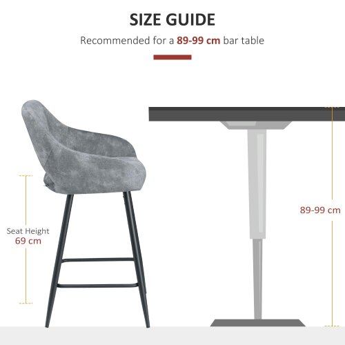 Wyld Haus Zire Set Of 2 Grey Velvet Fabric Counter Bar Chairs With Steel Legs