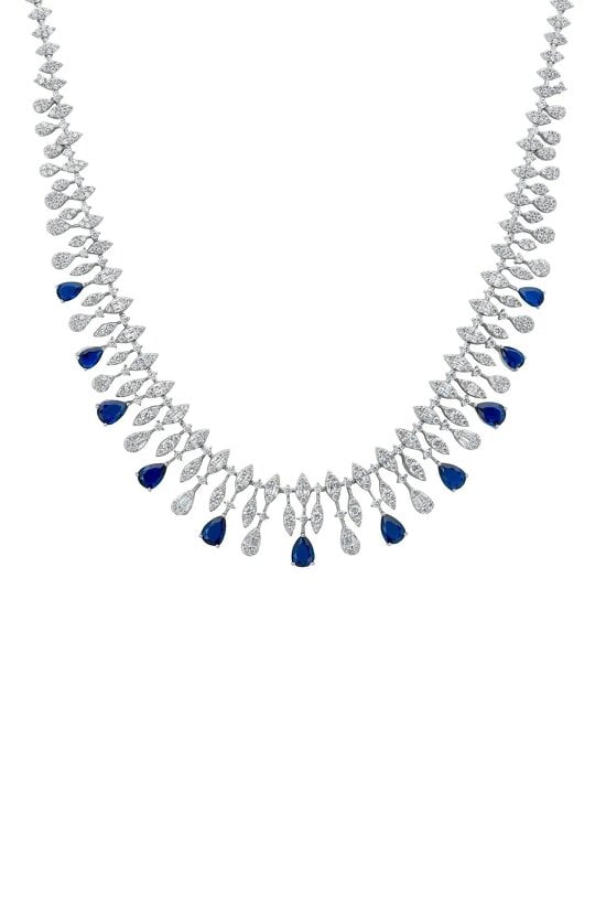 Latelita Duchess Sapphire Statement Necklace Silver