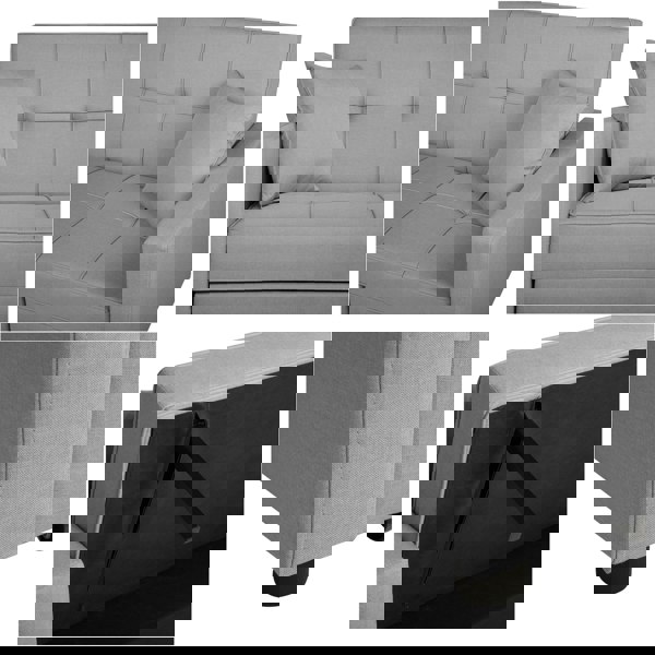 Malthe Linen Fabric 3 Seater Pullout Sofa Bed in Light Grey