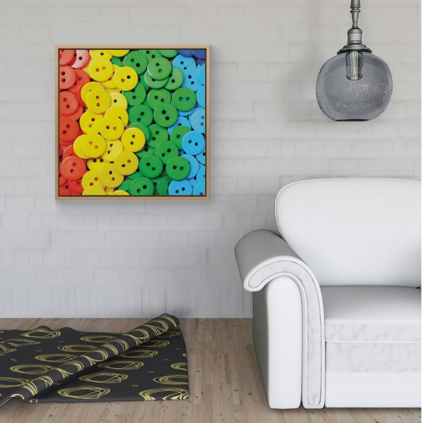 Warren Reed Colourful Buttons Pattern Framed Canvas