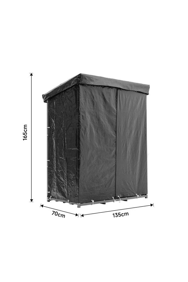 Garden Sanctuary Metal Tube Firewood Rack with PE Cover Roof Garden Sheds Living and Home