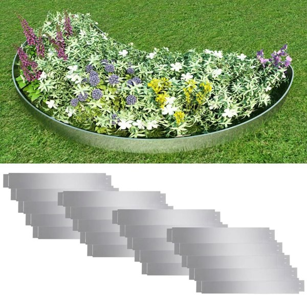 Berkfield Set of 20 Flexible Lawn Fence Galvanised Steel 100 x 14 cm