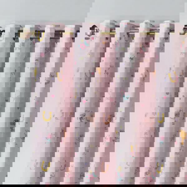 Catherine Lansfield Happy Horses Fully Reversible Eyelet Curtains Cream