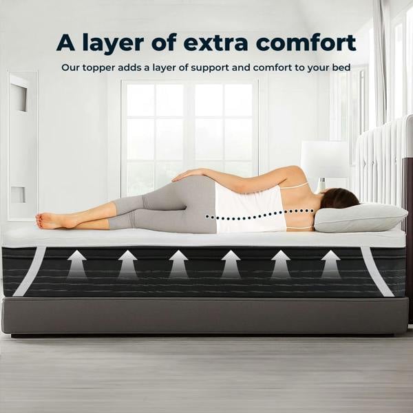 Lavio Thick King Mattress Topper 10cm Microfibre Washable with Elastic Strap