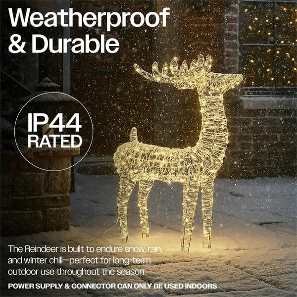 Scotts of Stow Xmas Haus Outdoor Floor Standing 78cm Metal Silver Deer
