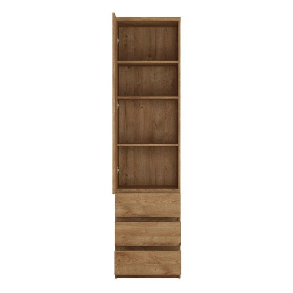 Wyld Haus Hemingway Natural Oak Wood Tall Narrow 1 Door 3 Drawer Cabinet
