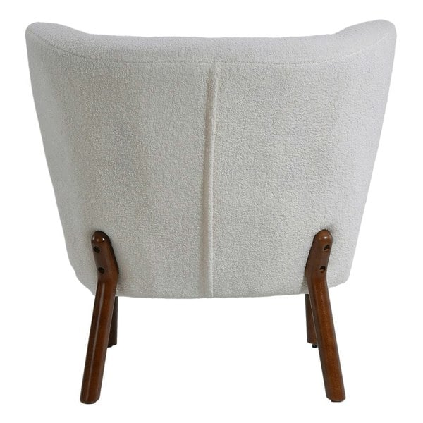 White Boucle Teddy Upholstered Accent Chair with Footstool Lounge Chairs Living and Home