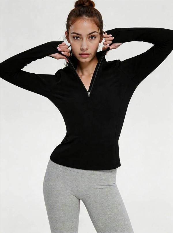Anniou Half Zip Quick Dry Pullover - Black