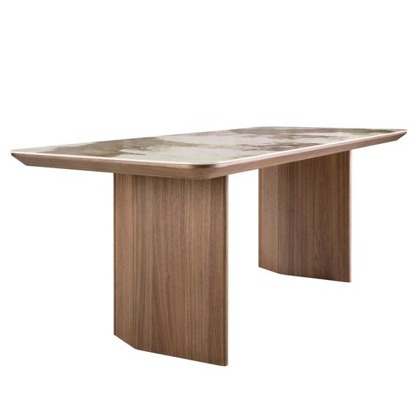 Angel Cerdá Rectangular porcelain marble and walnut dining table 1129