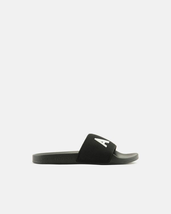 Armani Exchange Mens A|X Logo Sliders - Black/Optical White S277 - CHO - Designer Mens Slides