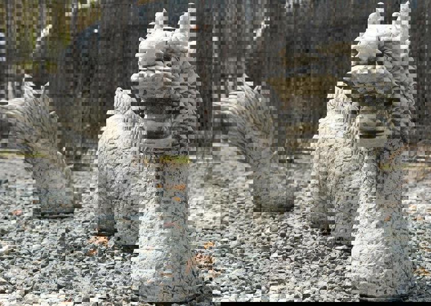 3 Piece Stone CastDragon Statue