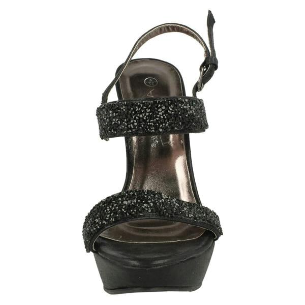Anne Michelle Ladies Anne Michelle Double Glitter Strap Platform Heels