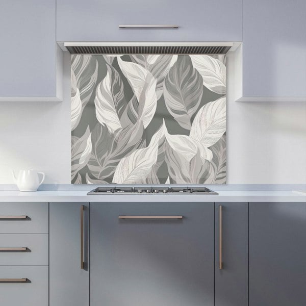 Warren Reed - Designer Grey Floral Leaves Kitchen Splashback