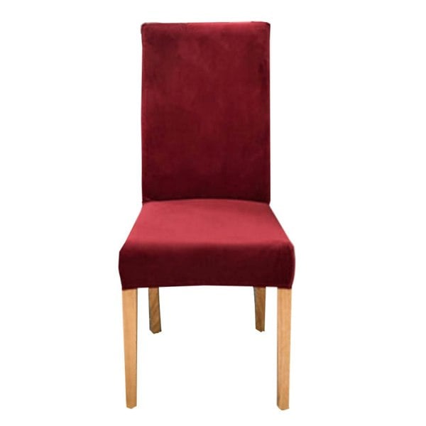 Anyseat Chair Cover Wine Red Velvet Plush Stretch Elastic Slipcover