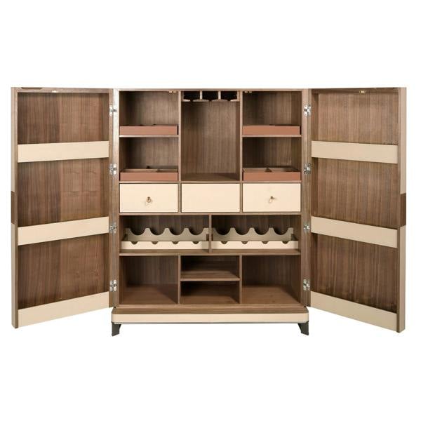 Angel Cerdá Tall Sideboard in Leatherette, Walnut and Polished Steel 3276