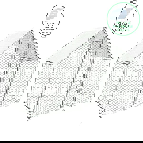 Spacious chicken run measuring 3m x 2m x 2m with a sturdy metal frame, hexagonal mesh, and a protective roof for outdoor use
